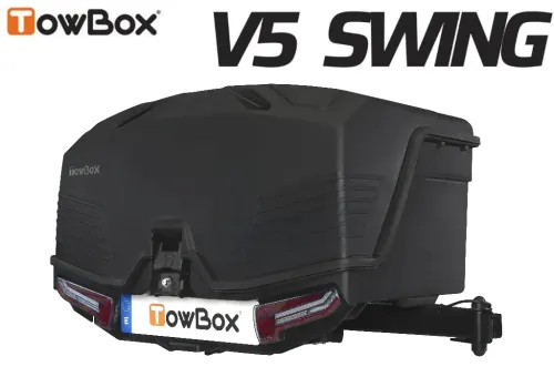 Přepravní box na tažné zařízení TowBox V5 Swing L, černý, výklopný